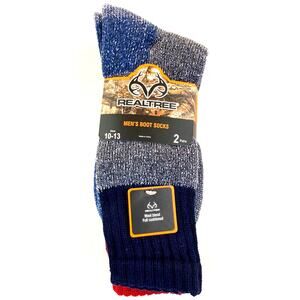 Realtree Socks Men's Boot 2 Pr/Pk Gray/Blue Size 10-13 NWT